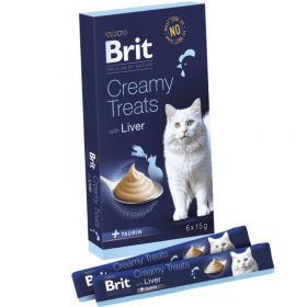 Кремообразно лакомство за котки Brit Premium by Nature Cat Creamy Treats with Liver  с черен дроб 6х15г